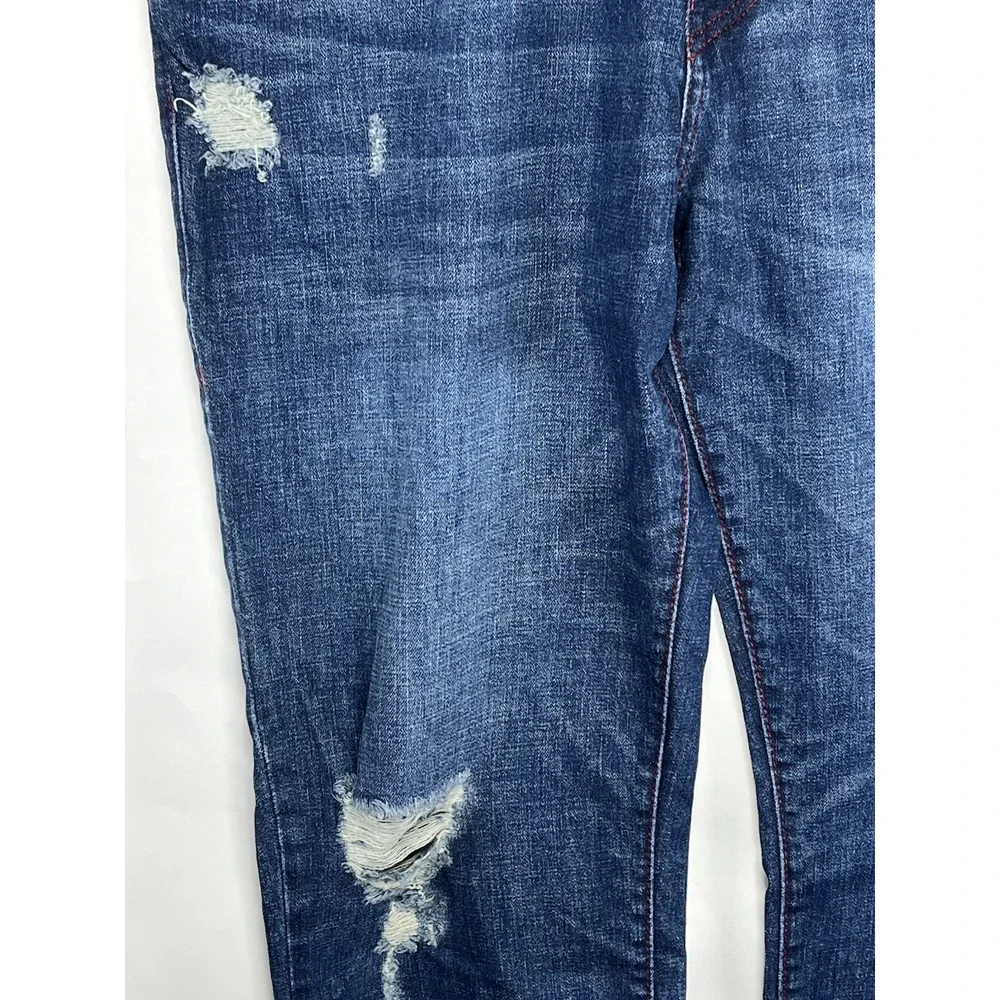 True Religion NWT Geno Relaxed Slim Jeans Men's 38 Distressed‎ Medium Wash Flap